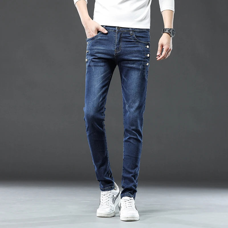 Korean Multi-Button Skinny Jeans