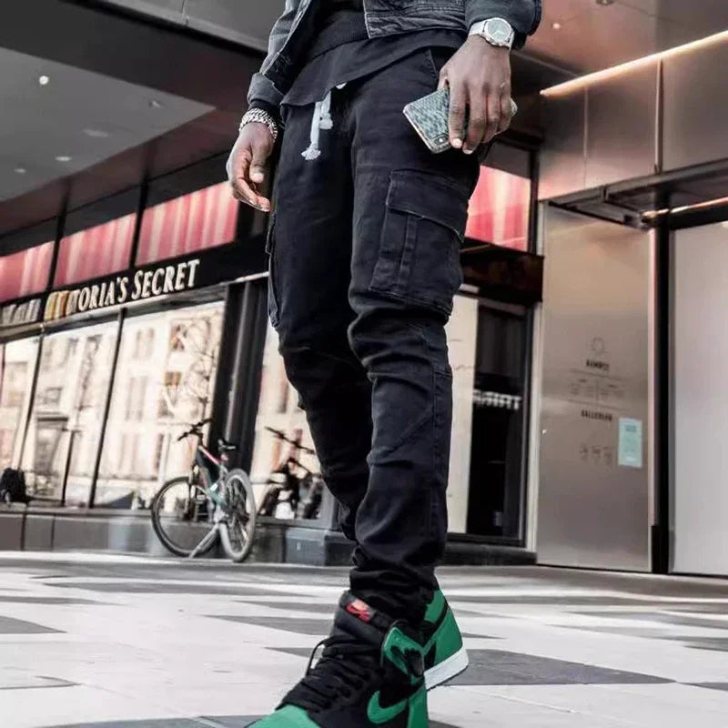 Men's Slim Fit Multi-Pocket Cargo Denim Joggers