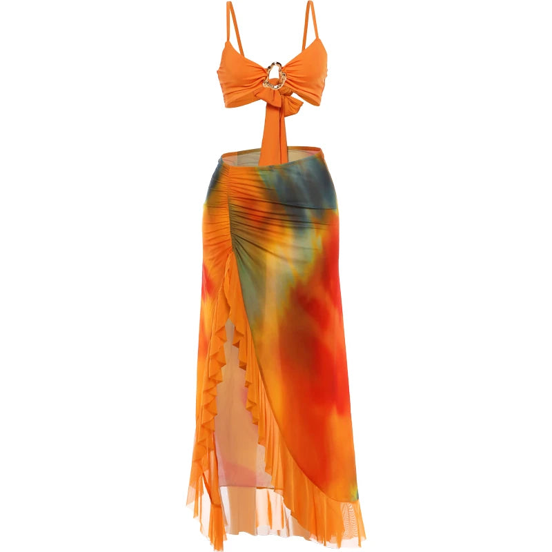 Y2K Knit Ruched Crop Top & Mini Skirt Two-Piece Set