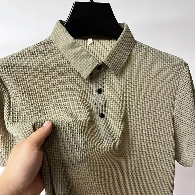 Bone Flower Print Polo Shirt