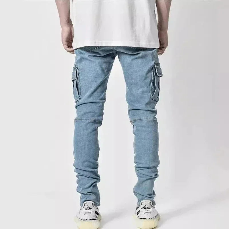 Men's Slim Fit Multi-Pocket Cargo Denim Joggers