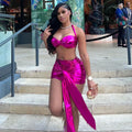 Metallic Bandage Crop Top & Draped Mini Skirt Set