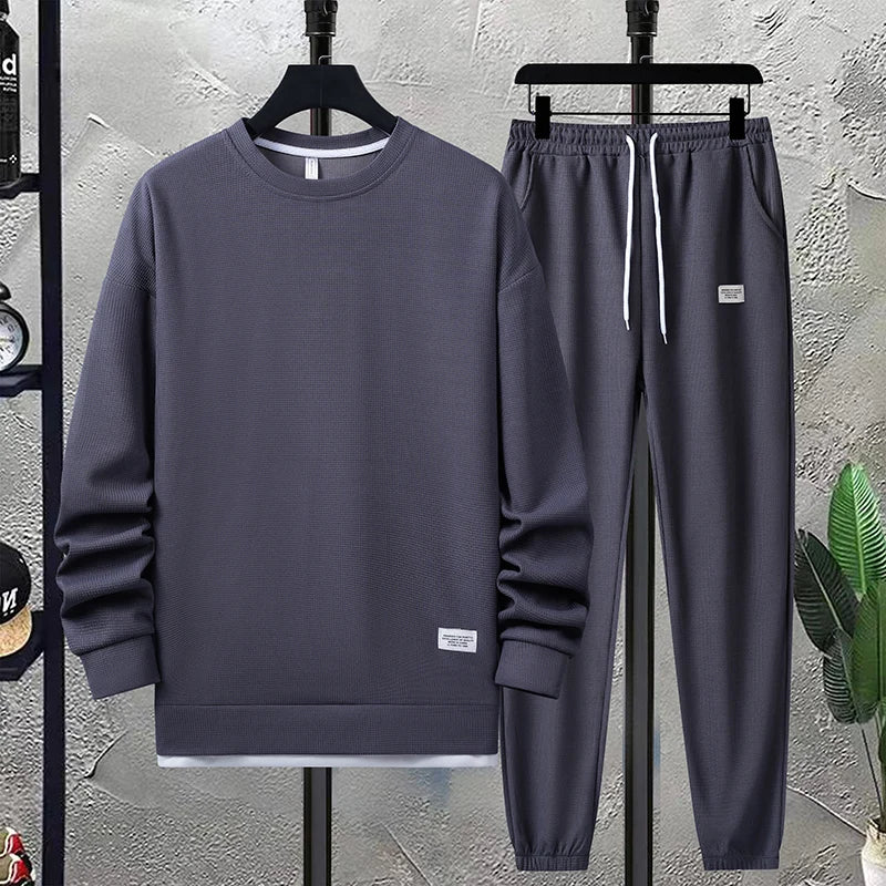 Men's Waffle T-Shirt & Shorts Tracksuit Set