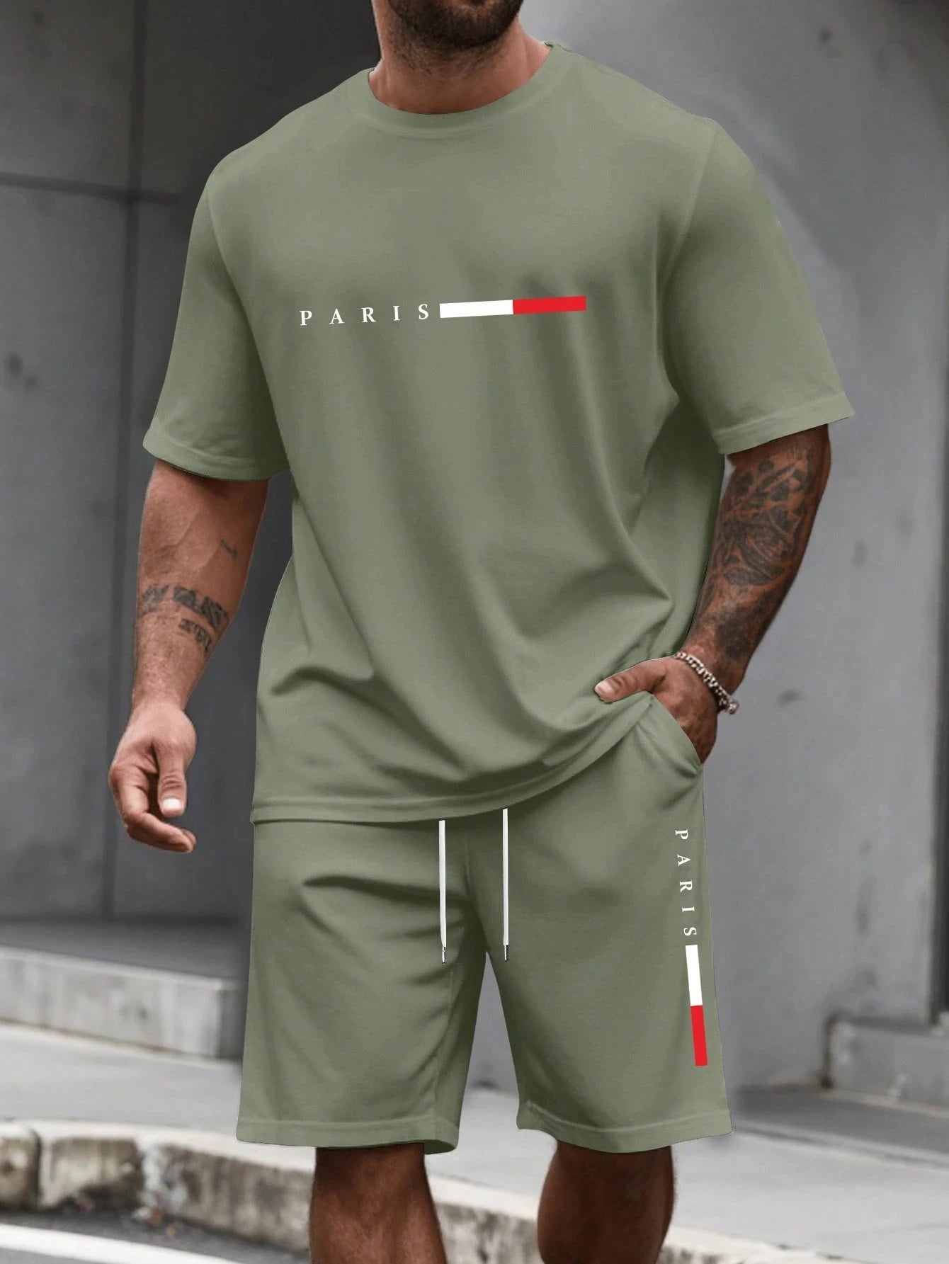 Men's O-Neck Short Sleeve T-Shirt & Shorts Tracksuit Set