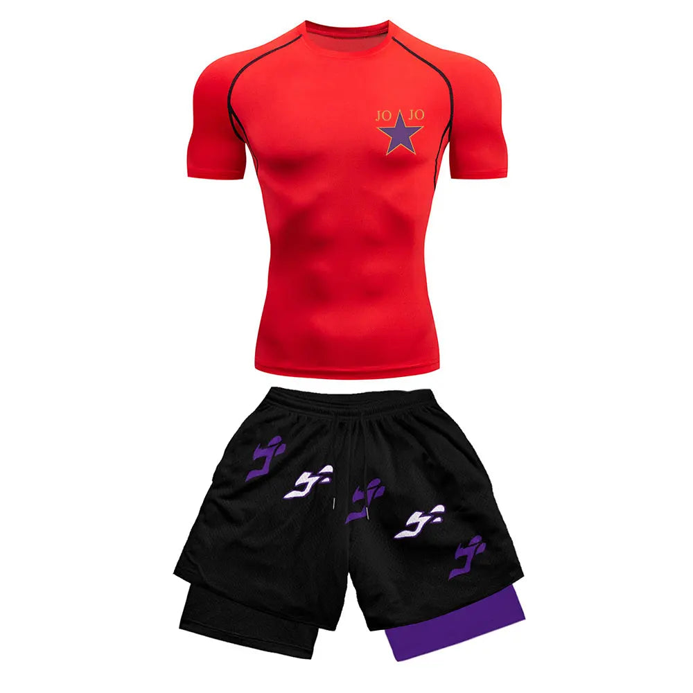 Men's Printed Compression Sports Two-Piece Set