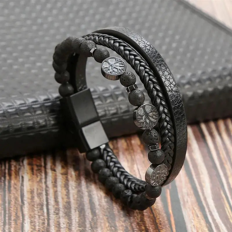 Tiger Stack — Multilayer Tiger Eye Leather Bracelet