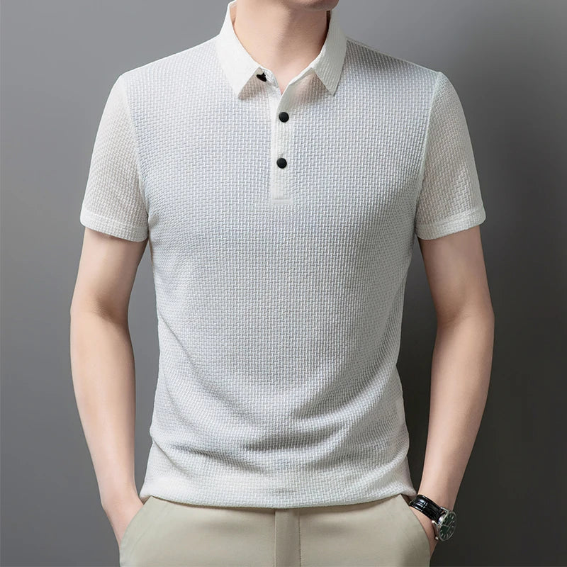 Bone Flower Print Polo Shirt