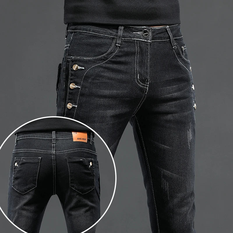 Korean Multi-Button Skinny Jeans