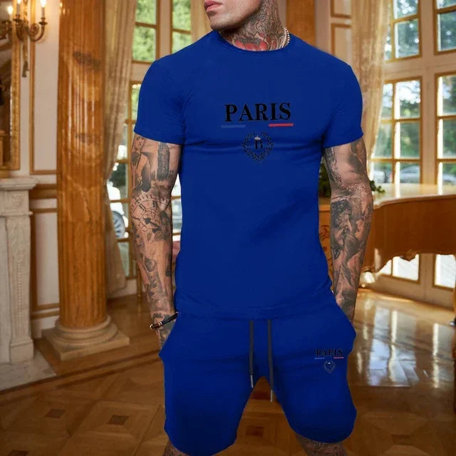 Men's Short Sleeve T-Shirt & Split Shorts Sportswear Set