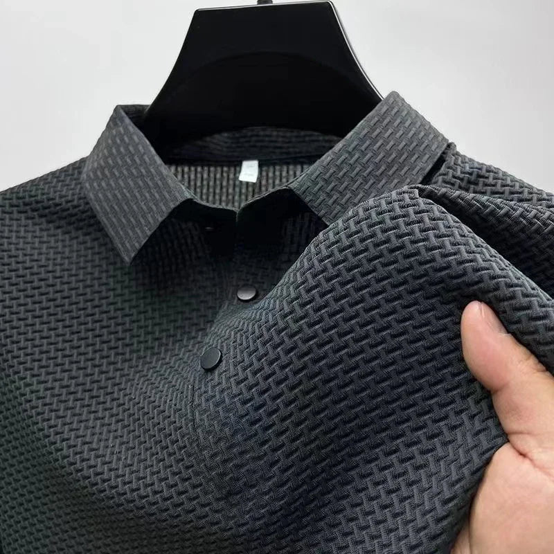 Bone Flower Print Polo Shirt