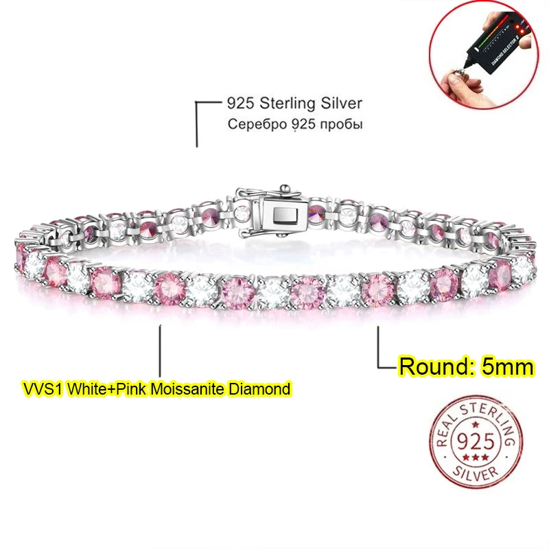 Real Moissanite Tennis Bracelet — 925 Sterling Silver