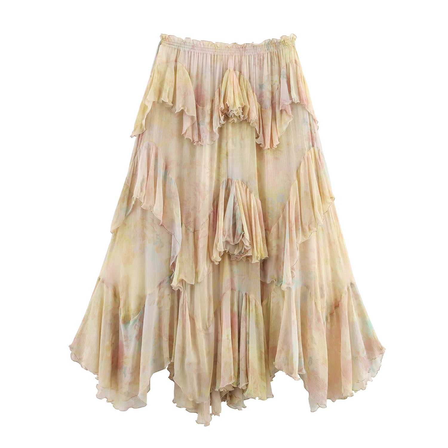 Gradient Tiered Ruffle Maxi Skirt — Women's Boho