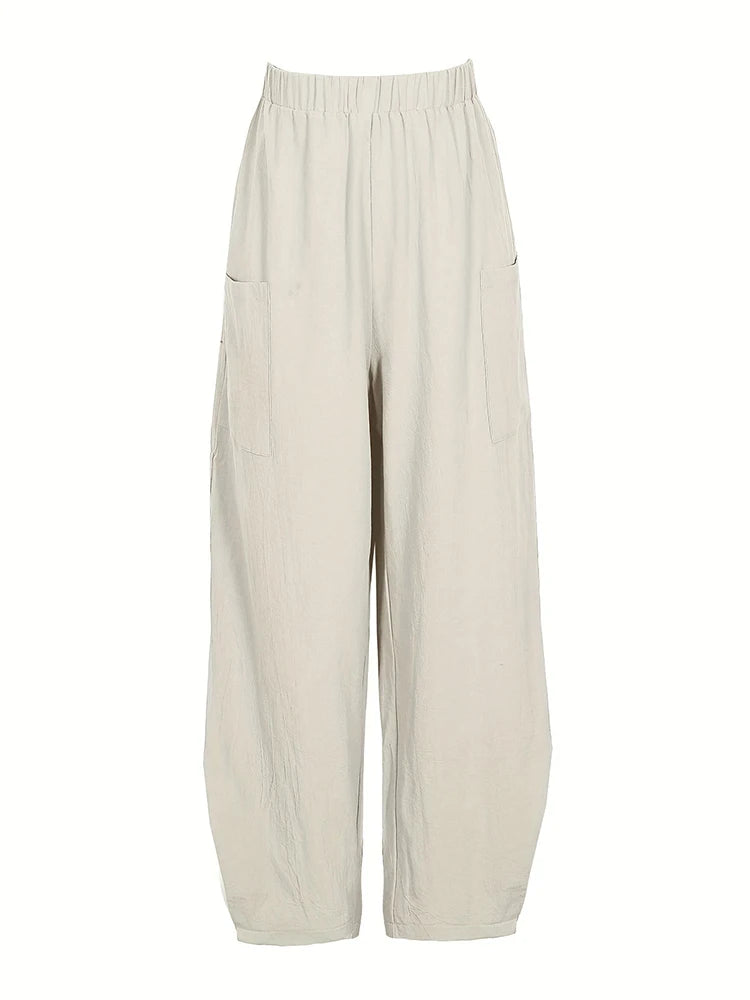 Plus Size Cotton-Linen Harem Trousers — Women