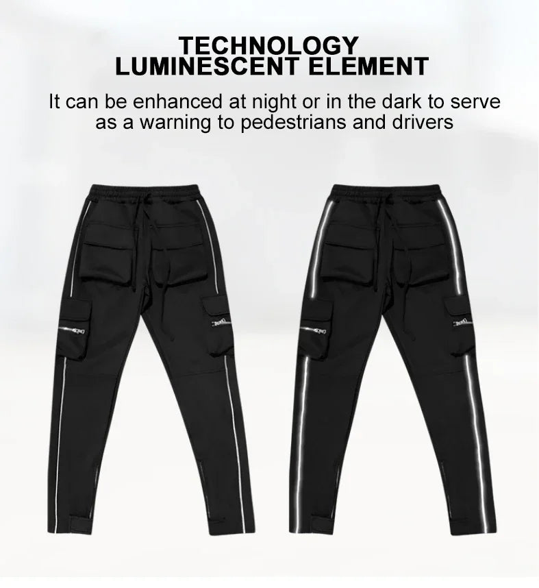 Reflective Multi-Pocket Jogger Pants
