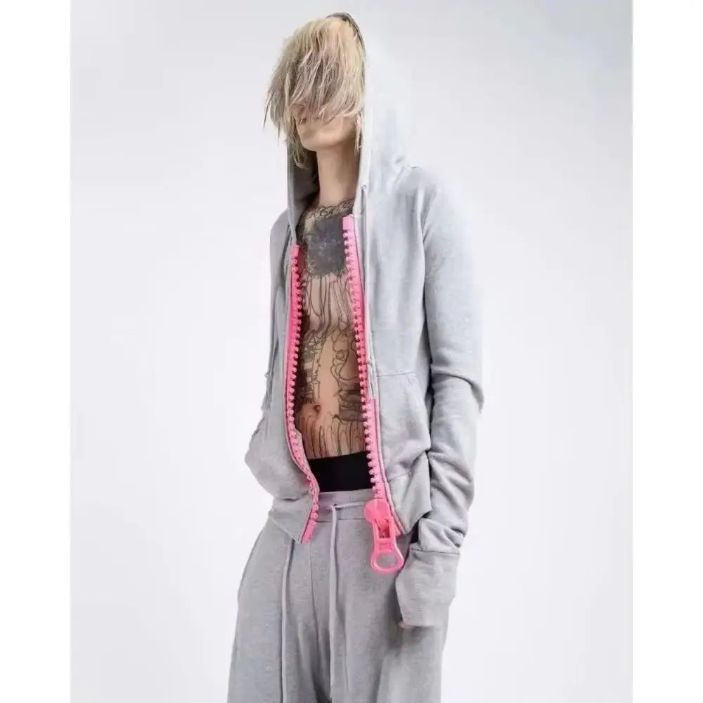 Y2K Harajuku Oversized Zip-Up Hoodie — Women