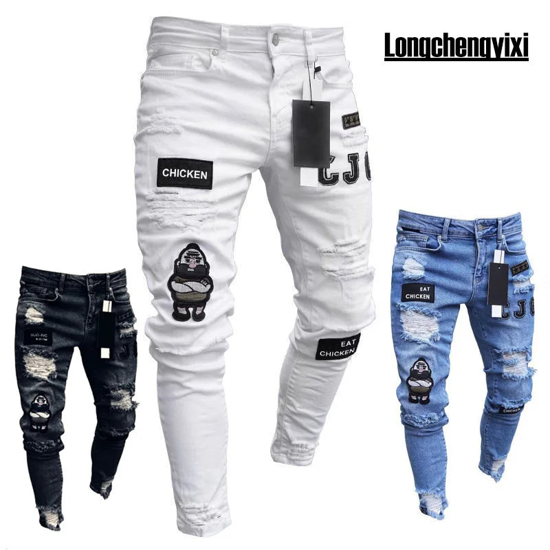 Ripped Skinny Stretch Jeans