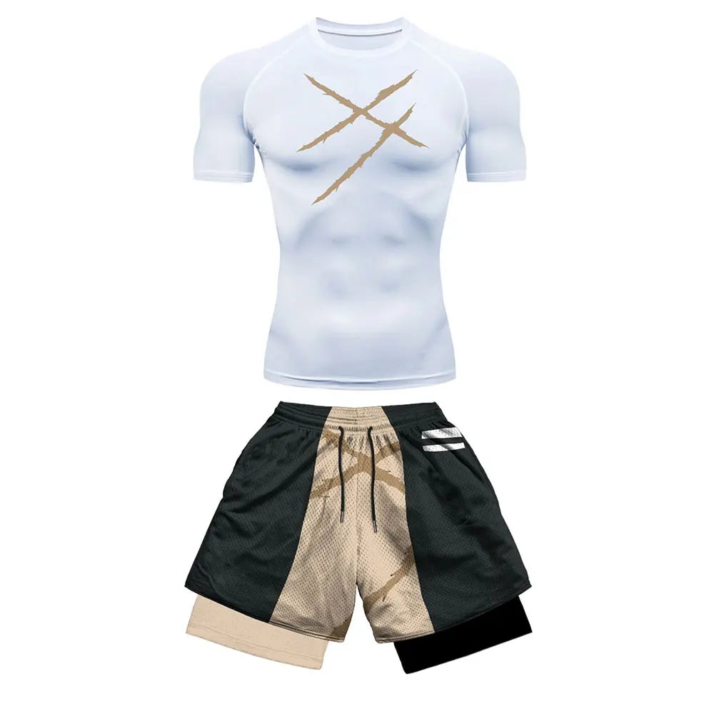 Men's Printed Compression Sports Two-Piece Set