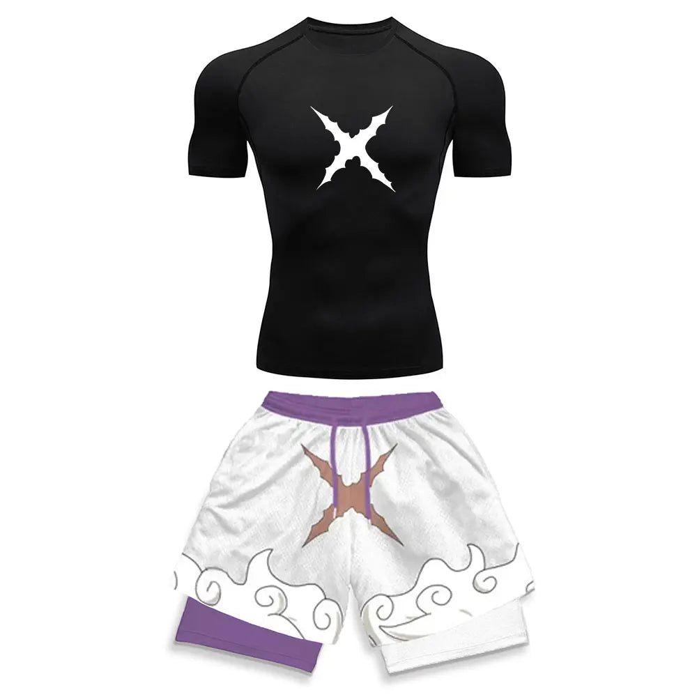 Men's Printed Compression Sports Two-Piece Set