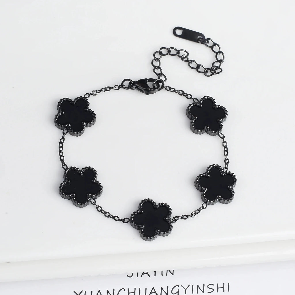 Color jewelry clover stainless steel new plant five-leaf flower bracelet hot jewelry jewelry gifts for women