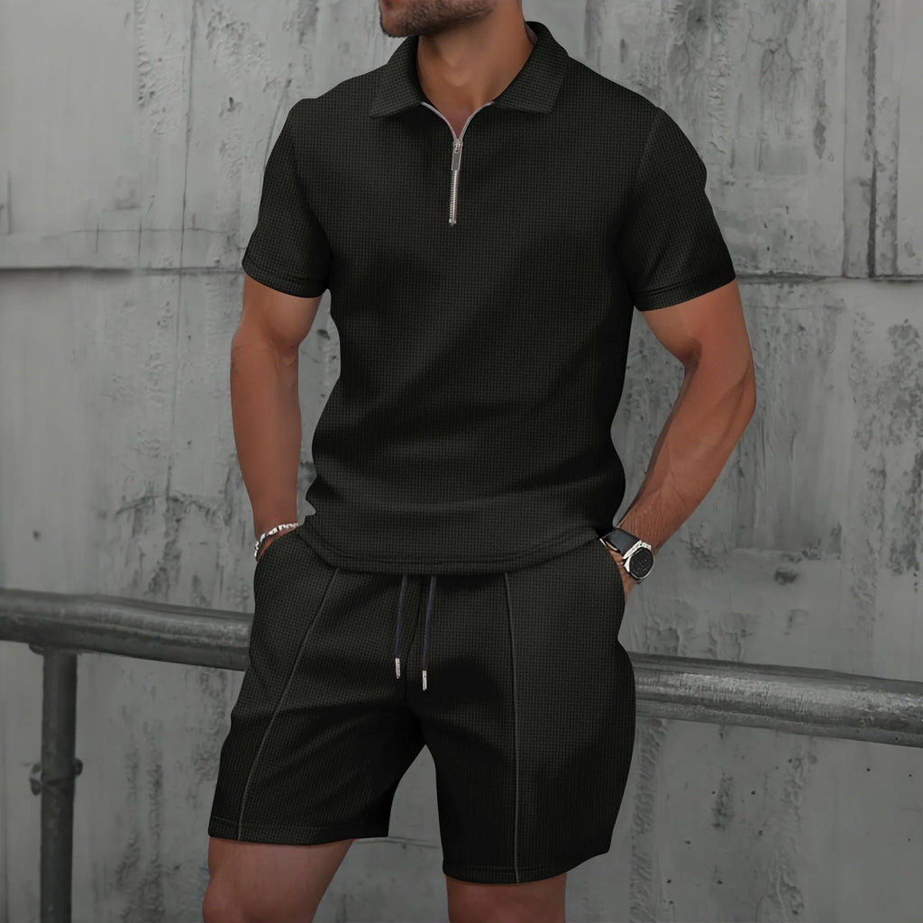 Men's Waffle Two-Piece Suit Shorts Set