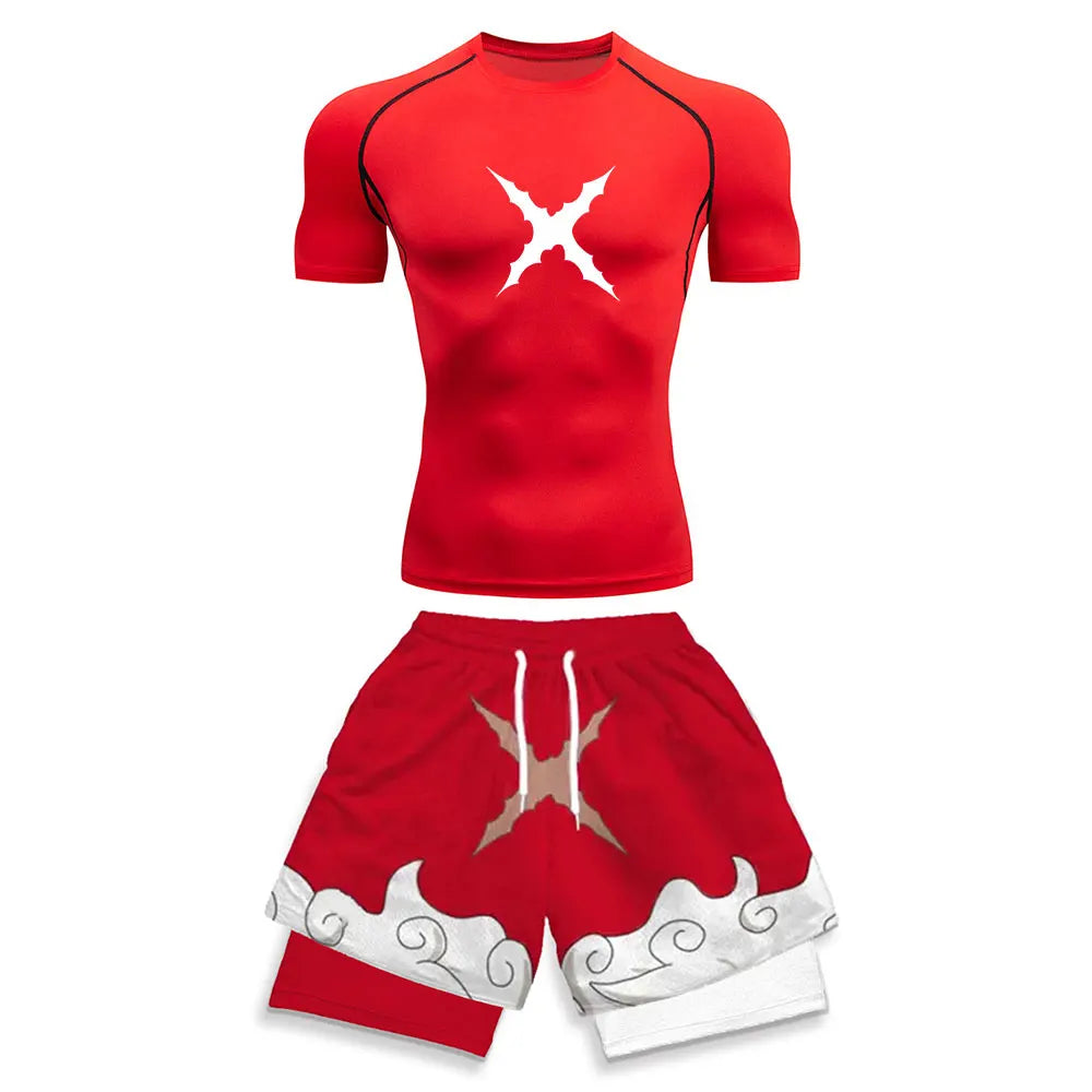 Men's Printed Compression Sports Two-Piece Set