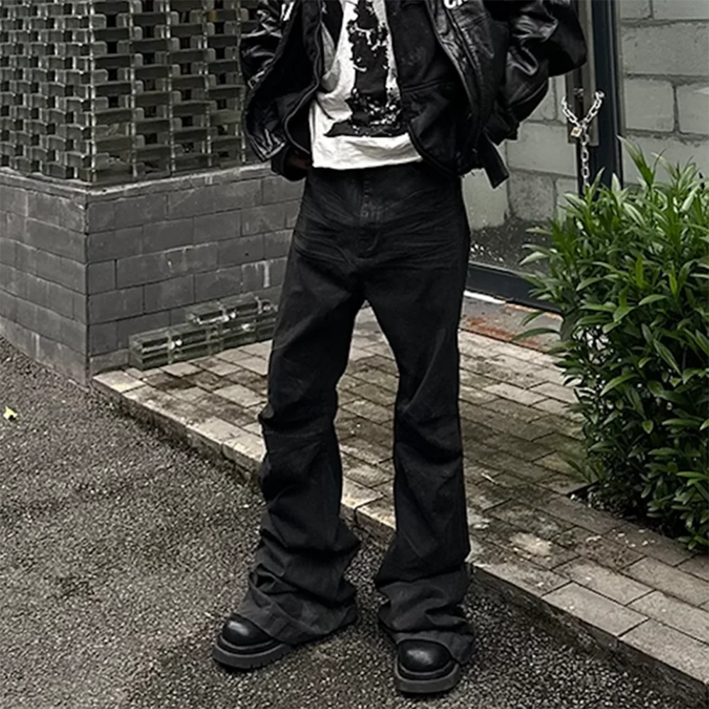 Black Coated Flare Boot Cut Denim Pants