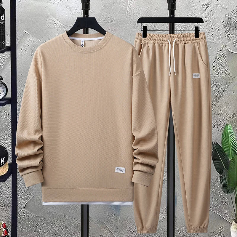 Men's Waffle T-Shirt & Shorts Tracksuit Set