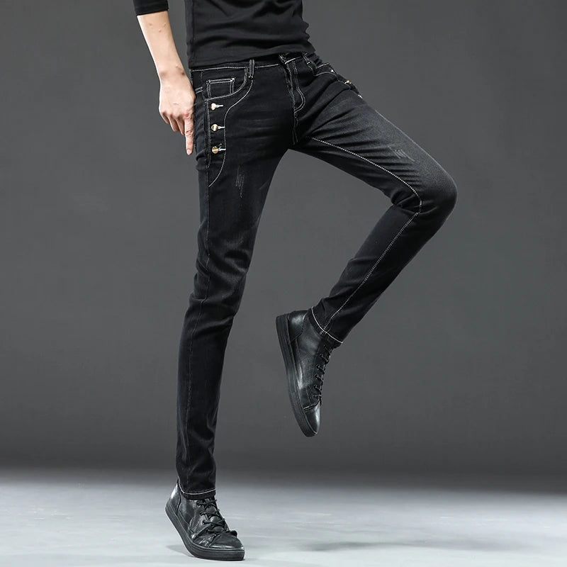 Korean Multi-Button Skinny Jeans