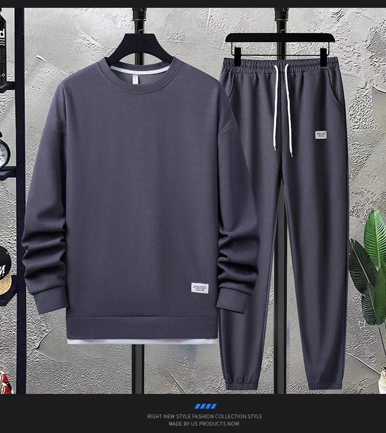 Men's Waffle T-Shirt & Shorts Tracksuit Set