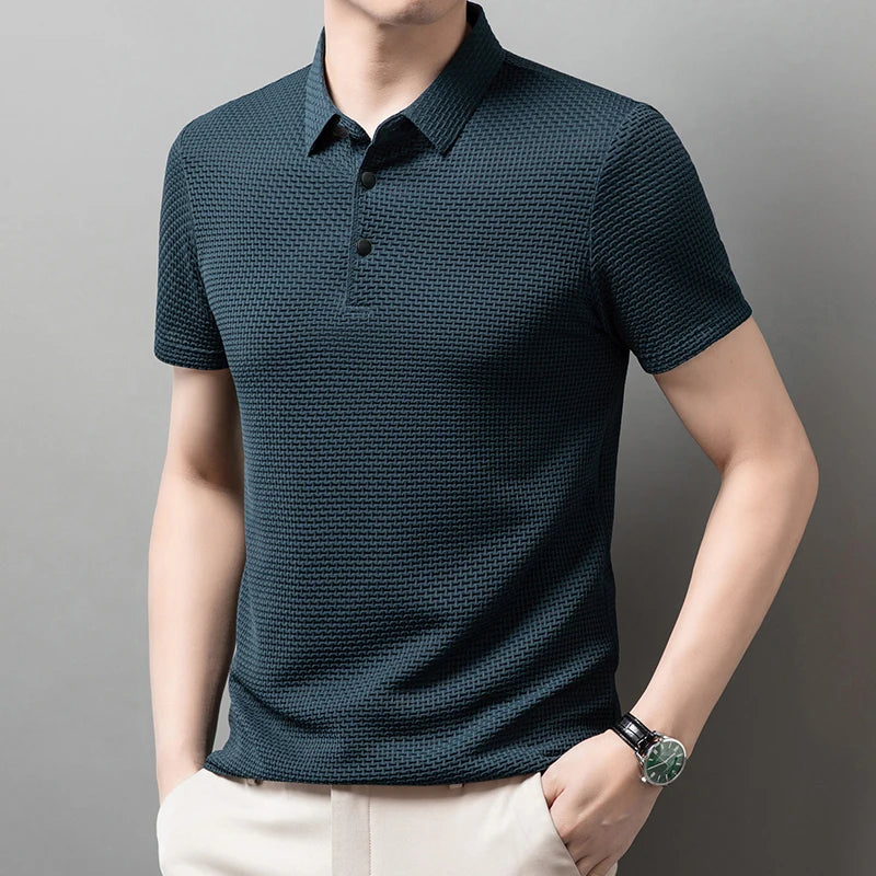 Bone Flower Print Polo Shirt