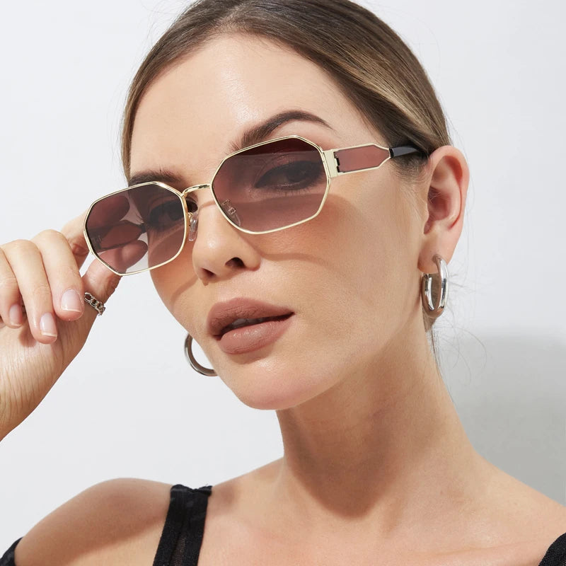 Retro Metal Rectangle Sunglasses