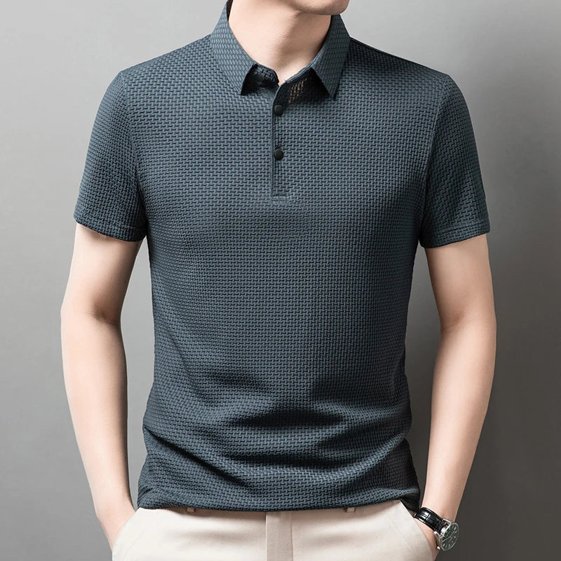 Bone Flower Print Polo Shirt