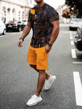 Men's Plus Size Urban Street T-Shirt & Shorts Set
