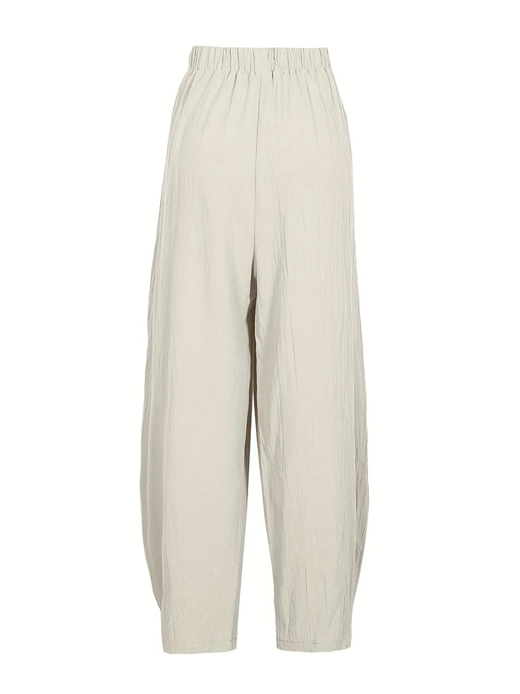 Plus Size Cotton-Linen Harem Trousers — Women