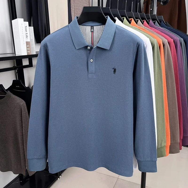 Embroidered Pony Long Sleeve Polo