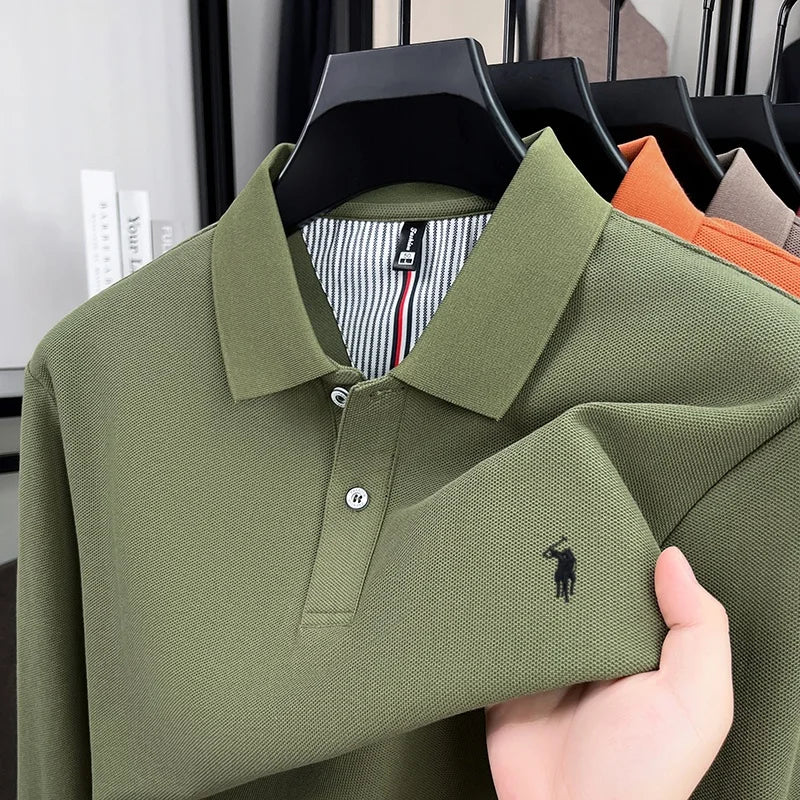 Embroidered Pony Long Sleeve Polo