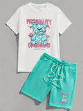 Men's Hip-Hop Bear Print Quick-Dry Sports Set