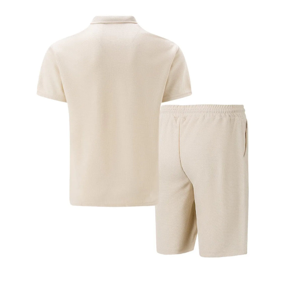 Men's Waffle Two-Piece Suit Shorts Set