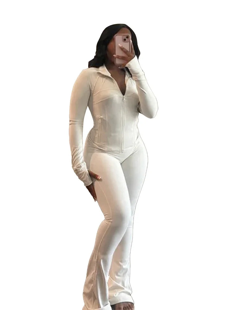 Elegant Sports Women Clothing Sales Long Sleeve Tops Flare Pants 2 Two Pieces Sets Tracksuit Streetwear Jogging Leggings Outfits