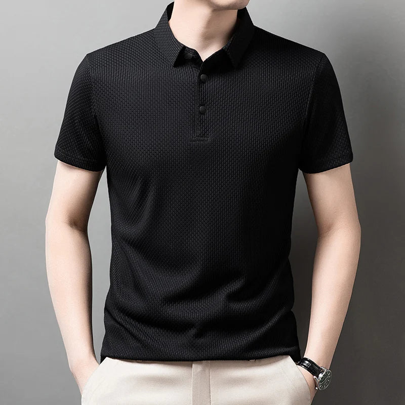 Bone Flower Print Polo Shirt