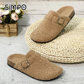 New Plush Closed-toe Slippers Retro Sandals Women Men's Indoor & Outdoor Slip-on Flat Shoes Suitable For Fall & Winter