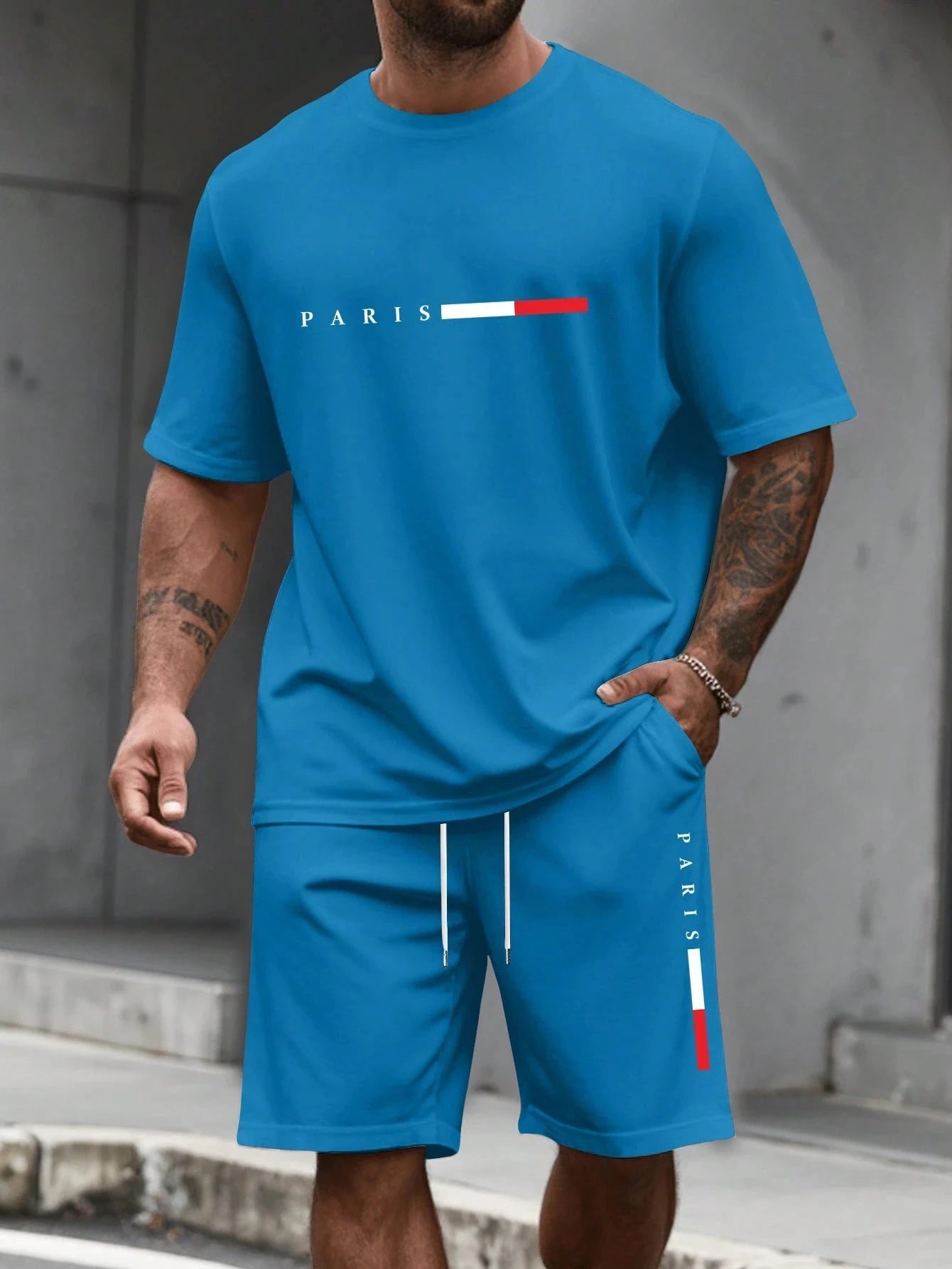 Men's O-Neck Short Sleeve T-Shirt & Shorts Tracksuit Set