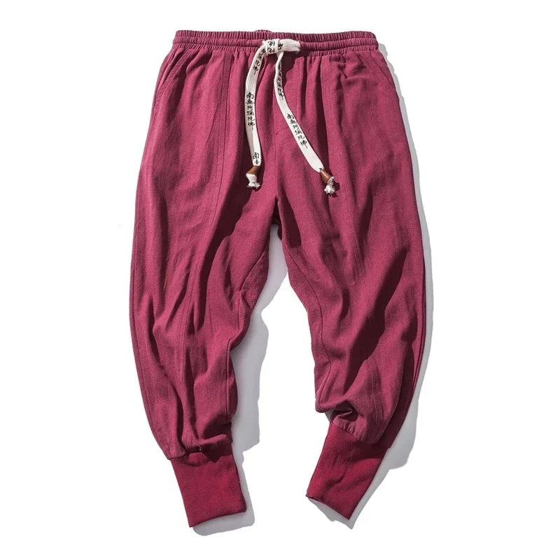 Cotton Linen Drop-Crotch Harem Pants