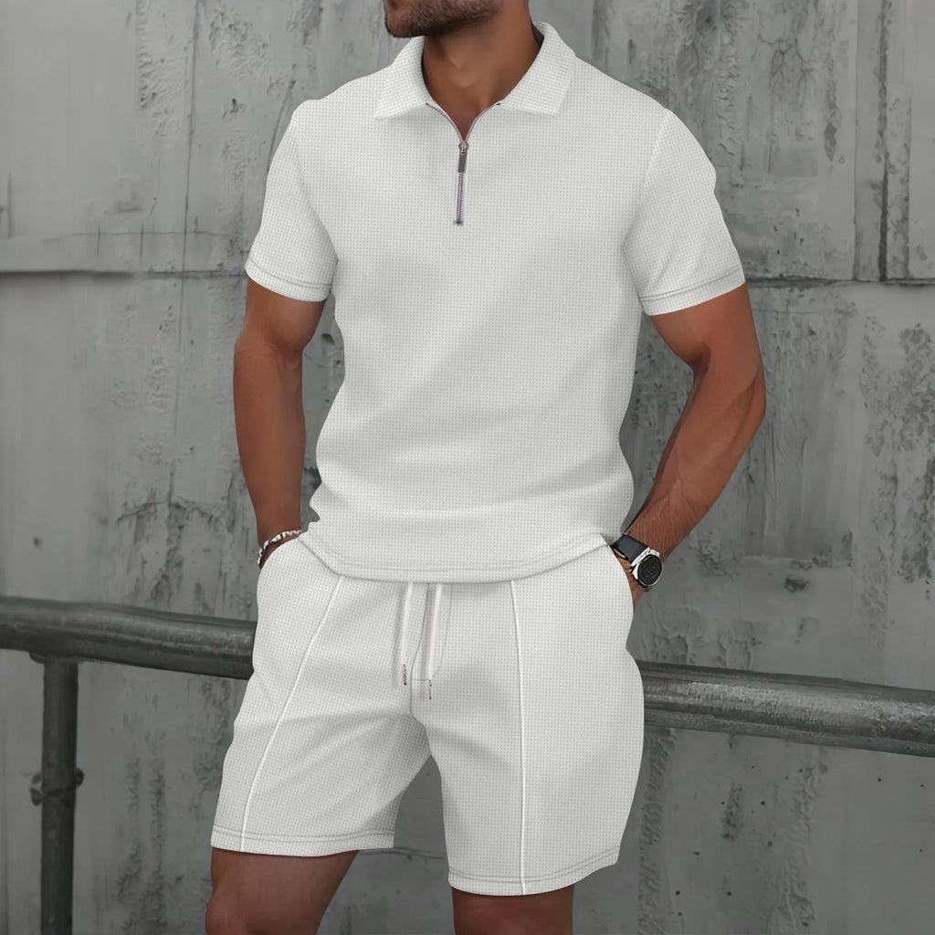 Men's Waffle Two-Piece Suit Shorts Set