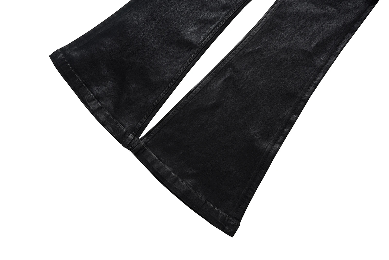 Midnight Flare — Black Wax Leather Stretch Jean