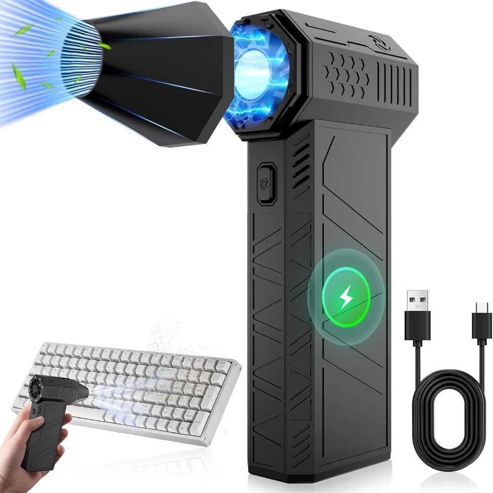 Caer Mini Turbo Jet Fan Electric Air Duster with 1&3 Gear Adjustable Speed 130000RPM 52m/s Car Computer Cleaning Blower Tool Kit