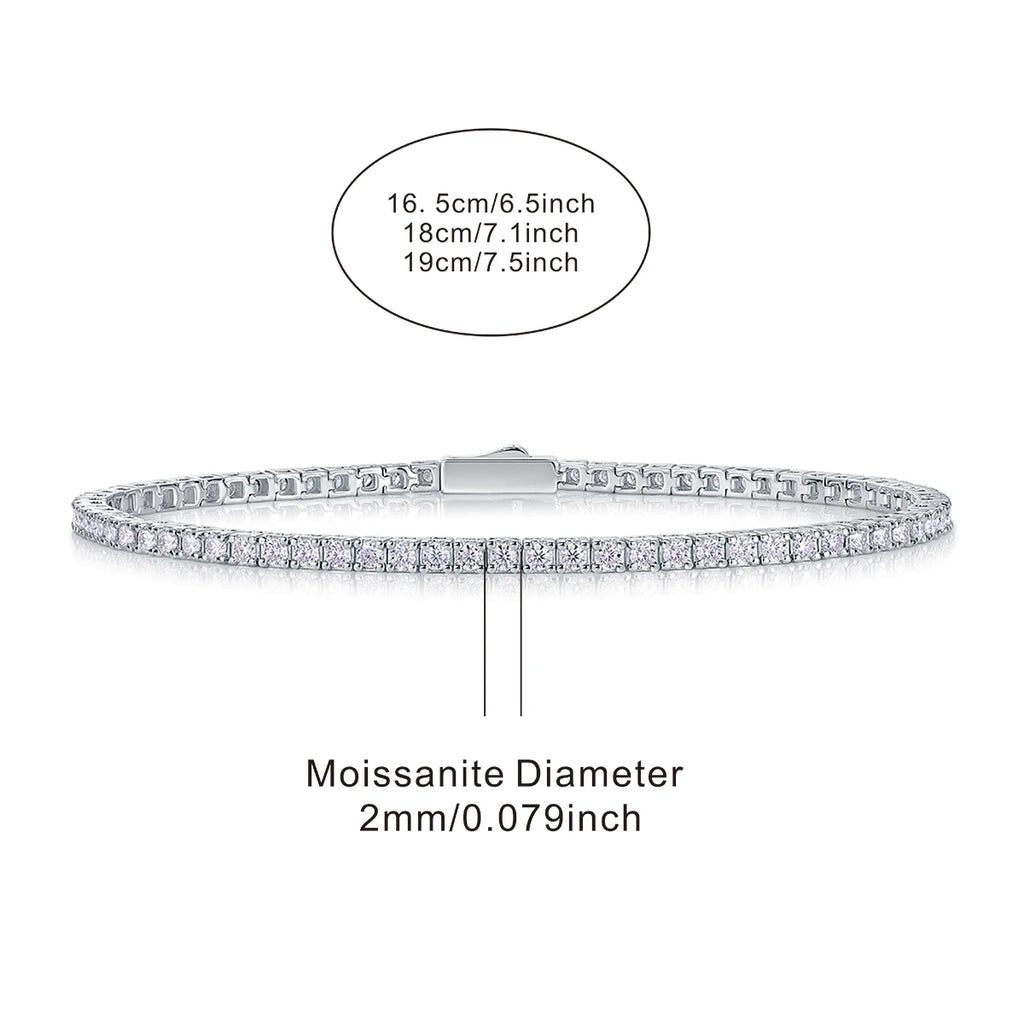 S925 Sterling Silver Moissanite Tennis Bracelet — Women's