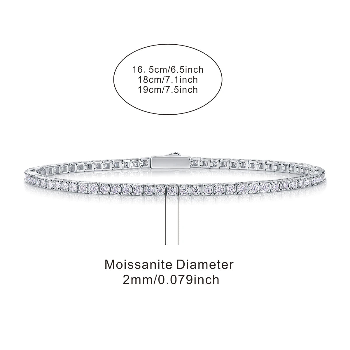 S925 Sterling Silver Moissanite Tennis Bracelet — Women's