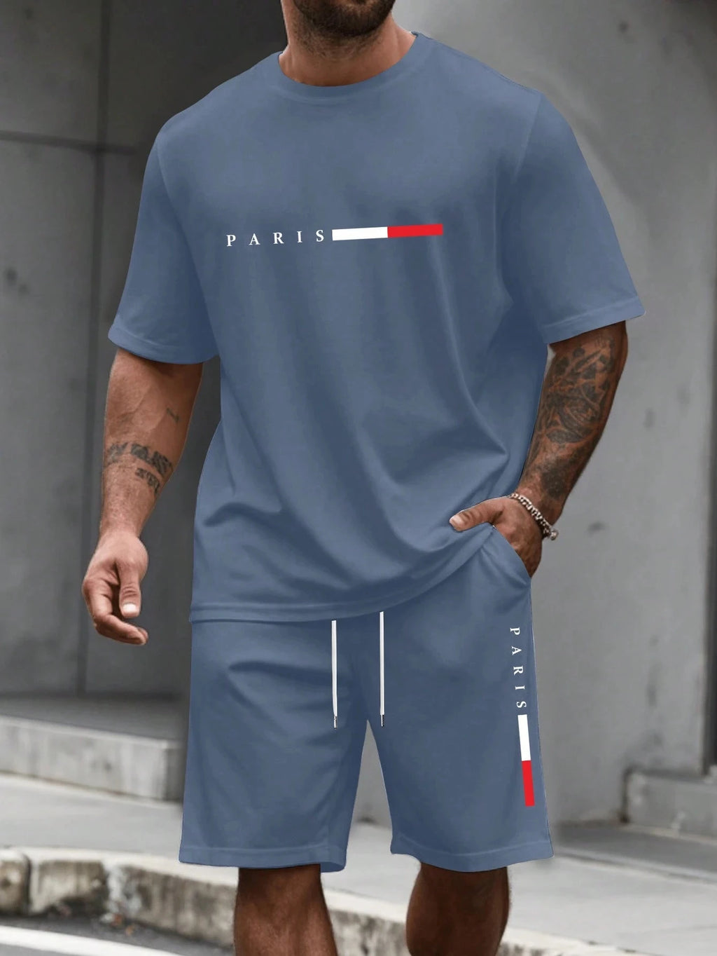 Men's O-Neck Short Sleeve T-Shirt & Shorts Tracksuit Set