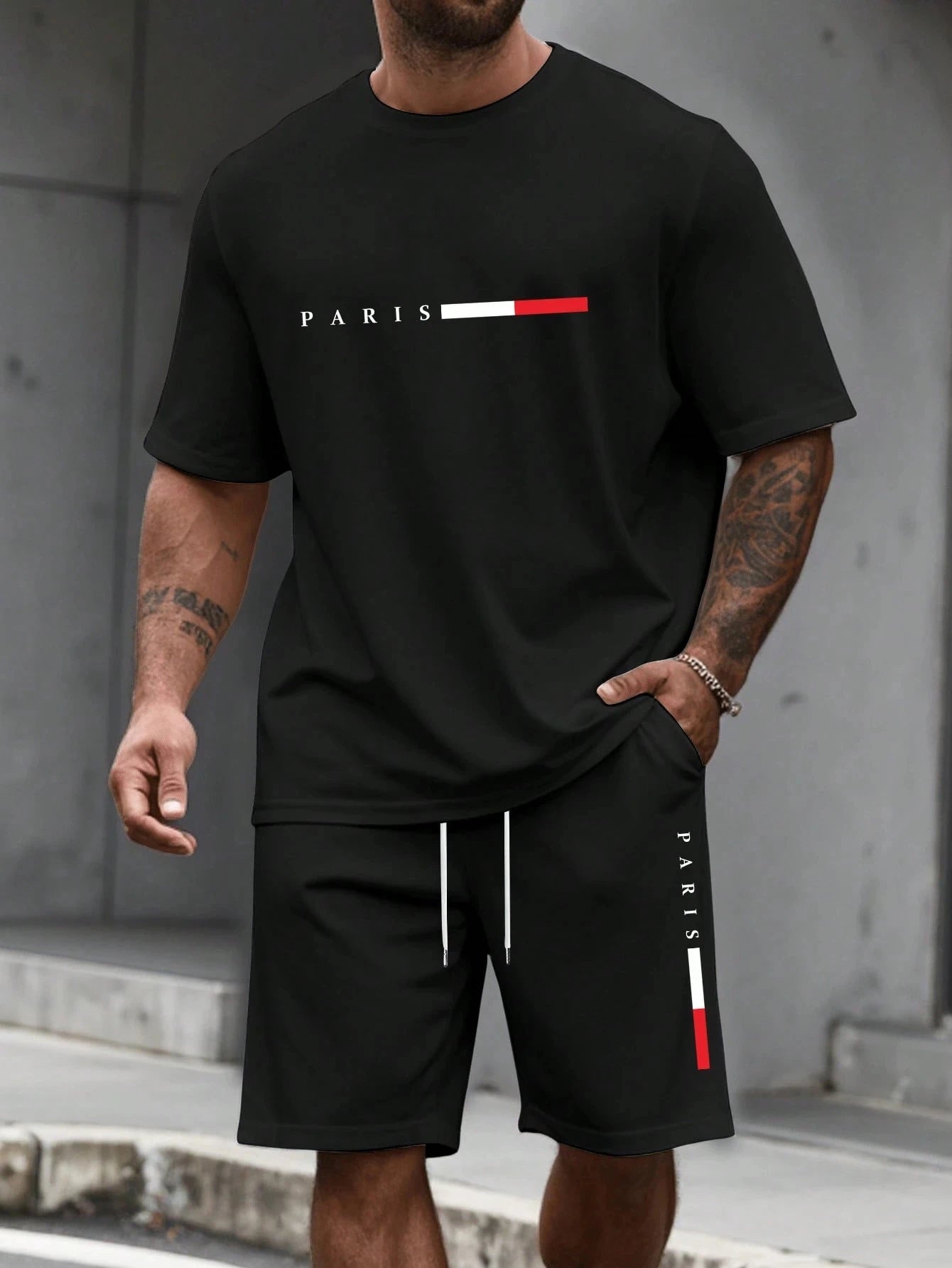 Men's O-Neck Short Sleeve T-Shirt & Shorts Tracksuit Set